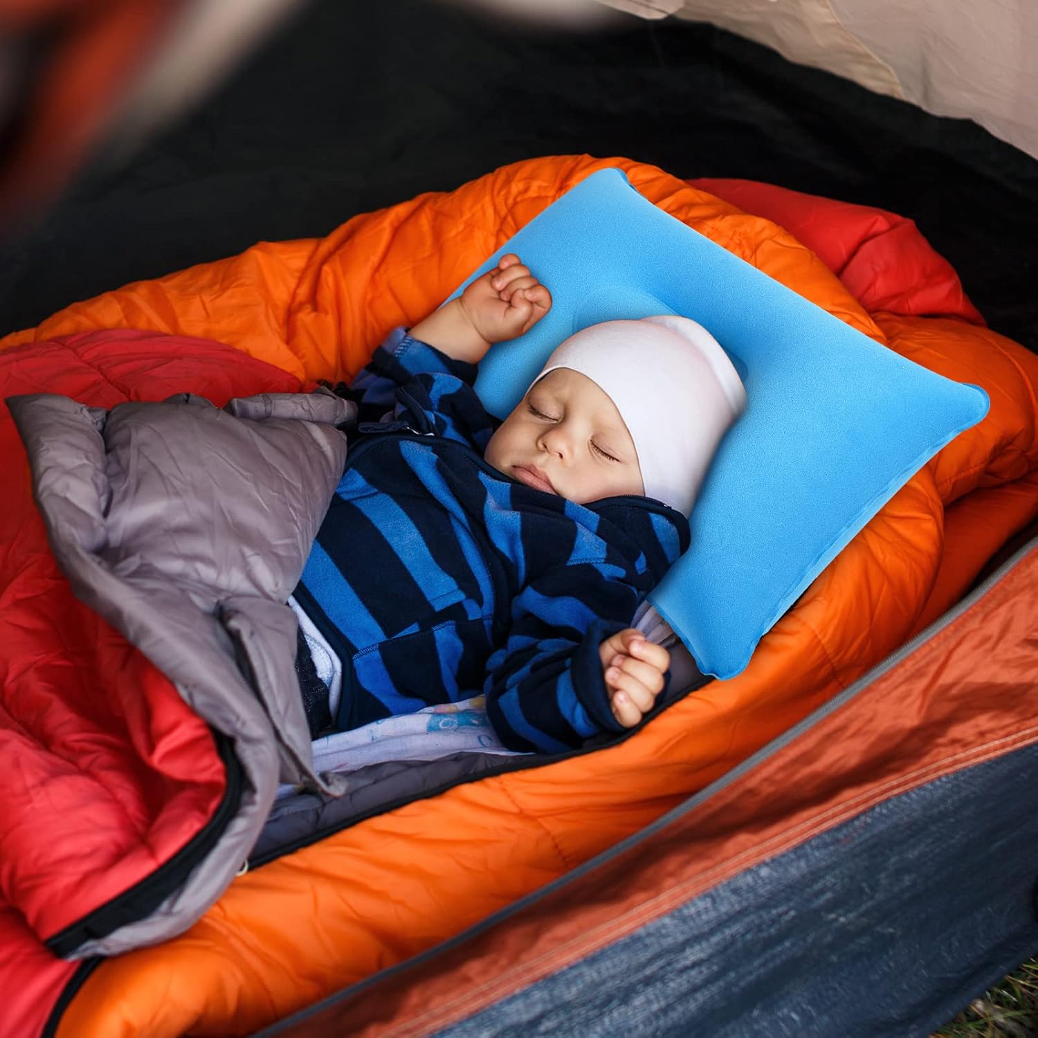 Maitys 5 Pieces Inflatable Travel Pillow Portable Compact Air Pillow Flocked Fabric Backpacking for Camping Hiking Home Office Sleeping Neck Head Lumbar Support(13.39 x 8.66 Inches,Multicolor) - Image 4