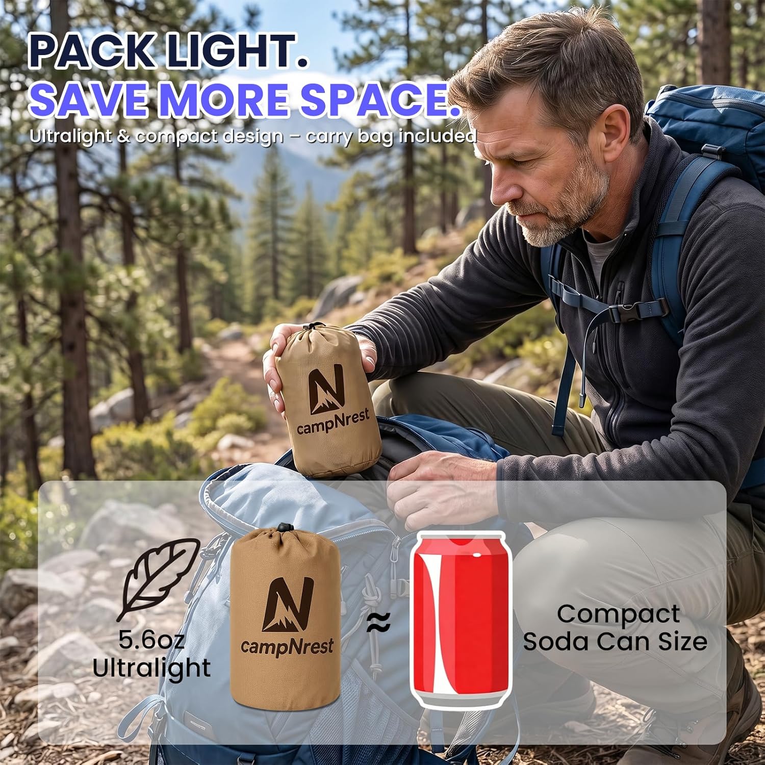 Inflatable Camping Pillow - Ultralight Compact Air Pillow for Travel, Backpacking & Hiking - Ergonomic Neck & Lumbar Support - Portable Inflatable Pillow with Removable Washable Cover - (Grey) - Image 8