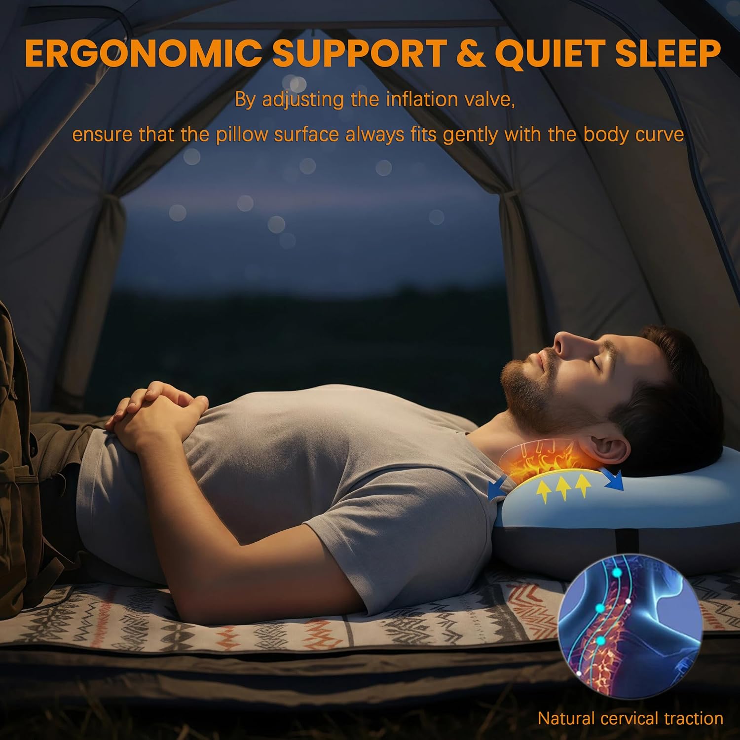 Inflatable Neck Pillow for Beach Travel Camping Picnic Small Ultralight Cruise Ship Essentials Summer Vacation Must Have Travel Accessories Trip Necessities Stuff Thing Need Gear Gift Supplies Gadget - Image 4